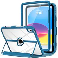 MoKo for iPad 11-inch (A16) 11th Generation Case 2025/ iPad 10th Generation Case with Pencil Holder 2022 10.9 inch, Built-in Screen Protector Clear Back, Multi Angle Viewing Stand, Sunny Sky Blue