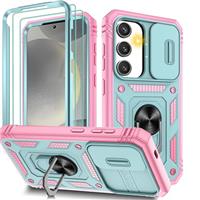 Pilaru 3 in 1 for Samsung S24 Series Case with 2 Screen Protector & Kickstand Ring & Camera Cover Military Grade Drop Shockproof Protection [360 Full Body] Case for Samsung Galaxy S24 Series