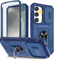 Pilaru 3 in 1 for Samsung S24 Series Case with 2 Screen Protector & Kickstand Ring & Camera Cover Military Grade Drop Shockproof Protection [360 Full Body] Case for Samsung Galaxy S24 Series