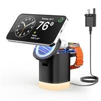JoyGeek 3-in-1 Charger Stand for Magsafe, Foldable Wireless Charging Station with Night Lights - Magnetic Charger Dock for iPhone 15/14/13/12 Pro/Max/Plus, AirPods, Apple Watch 2-9/Ultra (White)