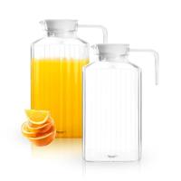 WeeGoo 2 Pack Plastic Pitcher Fridge Jug with Lid, Clear Str