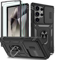 Pilaru 3 in 1 for Samsung S24 Series Case with 2 Screen Protector & Kickstand Ring & Camera Cover Military Grade Drop Shockproof Protection [360 Full Body] Case for Samsung Galaxy S24 Series