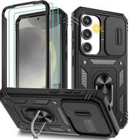 Pilaru 3 in 1 for Samsung S24 Series Case with 2 Screen Protector & Kickstand Ring & Camera Cover Military Grade Drop Shockproof Protection [360 Full Body] Case for Samsung Galaxy S24 Series