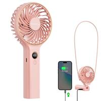 SWEETFULL Handheld Fan, Portable Mini Small Personal Fan with Backup Power, 6 Speeds 5000mAh Desk USB Hand Held Fan Rechargeable Battery Fans with LED Display for Women Girl Travel Office