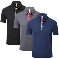 ZENGVEE 3 Pack Men's Polo Shirts Breathable Quick Dry Golf Polo Shirts Color Clash Collar Outdoor Sports Tee Tops with 3 Buttons
