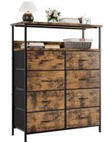 Nicehill Chest of Drawers, Dresser for Bedroom with 8 Drawers, Tall Storage Organizer Unit with 2-Layer Shelves, Large Storage Organizer Unit for Bedroom, Kids room, Living room, Closet(Black)