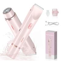 2 in 1 Electric Lady Shaver for Women, Painless Womens Razor Bikini Trimmer, Cordless Wet & Dry Electric Razors for Women Legs Underarms Pubic Hair - Rechargeable IPX7 Waterproof Lady Body Shaver