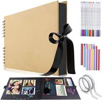 Photo Albums, Scrapbook Photo Albums with 12 Metallic Marker Pens DIY Memory Album 80 Pages A4 Craft Paper 12.6x8.3inch for Family Wedding Anniversary Baby Gift