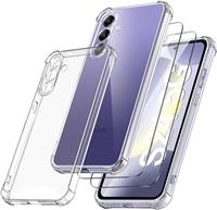 YisrLery Clear Case Compatible with Samsung Galaxy A34 5G Case shockproof and 2 Tempered Glass Screen Protector, Samsung A34 Cover with Camera Protection, Slim Soft TPU Anti-Scratch Silicone Case