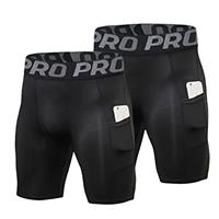 LNFINTDO 2 Pack Mens Compression Shorts with Phone Pocket Gy
