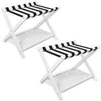 SMIBUY Luggage Rack, Set of 2, Foldable Bamboo Suitcase Stan