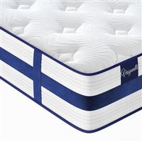 Vesgantti Blue Flannelette Pocket Sprung Mattress with Breathable Memory Foam Top, Medium Firm Hybrid Mattress with Enhanced Edge Support