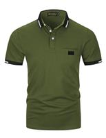 KUNJLELP Men's Regular-Fit Cotton Short Sleeve Polo Shirt Casual Golf Polos