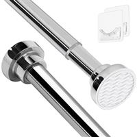 Stainless Steel Extendable Shower Curtain Rod Tension Pole, including 2 Holders,Net Voile Curtains Rail,Adjustable Telescopic Rods Extendable for Kitchen Cupboard Bathroom Window(72cm-130cm)
