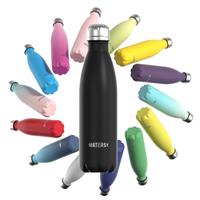 WATERSY Stainless Steel Insulated Water Bottle, Double Walled Metal Vacuum Flask Keep 24 Hrs Cold & 12 Hrs Hot Thermal Metal Sports Bottles 500ml BPA Free for Outdoor, Work, Gym, School