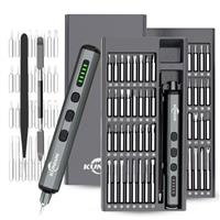 KUNLUN Electric Screwdriver Set, 68 in 1 Cordless Rechargeable Mini Screwdriver Set with 64 Magnetic Bits S2 Steel with Led Light, Small Electric Screwdriver for Laptop Watch Camera Repair