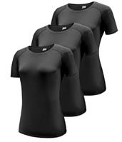 Boyzn Women's 3 Pack Short/Long Sleeve Workout Running Shirts, UPF 50+ Sun Protection Shirts, Athletic Exercise Gym T-Shirts