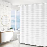 WOODFIB Shower Curtain, 100% PEVA Waterproof Anti-Mould Proof Resistant, Quick-Drying, Washable Bathroom Curtain, Includes 12 Pcs Curtain Hooks