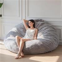 MAXYOYO Bean Bag Bed - Convertible Folds from Bean Bag Chair to Bed - Large Sofa with Plush Cover and Fluffy Filling Included for Adult, Guest (Gray, 180x180)