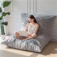 MAXYOYO Bean Bag Bed - Convertible Folds from Bean Bag Chair to Bed - Large Sofa with Plush Cover and Fluffy Filling Included for Adult, Guest (Gray, 180x180)