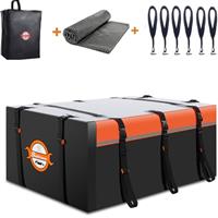 Sailnovo Roof Box Soft-Shell Carrier - 15Cubic/430L Waterproof, Anti-Slip Mat, 4 Door Hooks, Car Roof Storage Bag for Vehicle Top, Orange