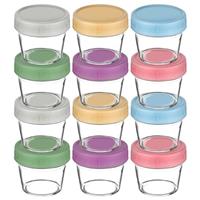 Aolso Baby Food Storage Containers, Glass Baby Food Containers, 100ML Weaning Freezer Pots with Airtight Lids, Freezer & Microwave Safe (Without Lid), Perfect for Infant & Toddler Food