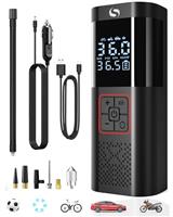 SERVOMASTER Cordless Tyre Inflator Air Compressor, Portable Car Tyre Pump with Pressure Gauge, Electric Bike Pump Battery 150PSI 12V DC, Rechargeable Tyre Pump with LED for Car Bicycle Motorbike Ball