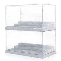 Mlikero Minifigure Display Case for Action Figures Blocks, Clear Dustproof Acrylic Display Box Storage with 3 Movable Steps Gifts for Children
