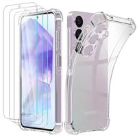 Giolus 4-in-1 Case with 3 Pack Screen Protector, Crystal Clear Shockproof Phone Case with Built-in Camera Lens Protector, Soft TPU Bumper Anti-Scratch Silicone Cover