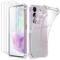 Giolus 4-in-1 Case with 3 Pack Screen Protector, Crystal Clear Shockproof Phone Case with Built-in Camera Lens Protector, Soft TPU Bumper Anti-Scratch Silicone Cover