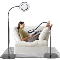 5X 10X Magnifying Glass with Light and Stand, 36 LED Dimmable Floor Magnifying Lamp,2-in-1 Adjustable Gooseneck Lighted Magnifier for Reading, Sewing, Crafts, Close Work etc