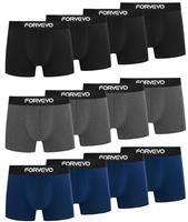 FORVEVO Mens Boxers Shorts 12 Pack, Cotton Underwear Briefs for Men, Breathable Underpants, No Itchy Labels Retro Undertrunk (M-3XL)