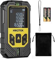NIKOTEK Laser Measure Device, Laser Distance Meter IP54 Portable Digital Measurement Tool Range Finder with Bubble Levels and 4 Line Black LCD Display (2*Battery Include)