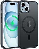 FNTCASE for iPhone 16 Pro Case: Magnetic Matte Translucent Military Grade Drop Protective Phone Case | Shockproof Thin Rugged Durable Protection Bumper Cover (Black)