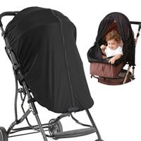 Cispree Pram Sun Shade Cover,Pram Sleep Sun Cover,Pram Sunshade Universal for Prams,Pushchairs,Travel Strollers,Carriers,Ventilated and Breathable,UPF 50+,Blocks 99% UV Rays,Black