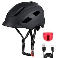 Bike Helmet, Adjustable Cycling Helmet with USB Rechargeable LED Light, Lightweight Bicycle Helmet for Adults, Breathable Mountain & Road Cycle Helmet for Men Women