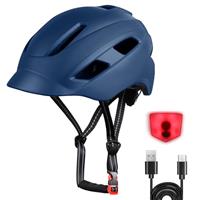 Bike Helmet, Adjustable Cycling Helmet with USB Rechargeable LED Light, Lightweight Bicycle Helmet for Adults, Breathable Mountain & Road Cycle Helmet for Men Women