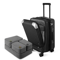 LEVEL8 Lightweight Carry-on Suitcase 20-Inch,Expandable 4 Wheel Hand Luggage, ABS+Poly-Carbonate Hardshell Spinner Trolley for Luggage with Double TSA-Approved Locks