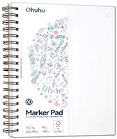 Ohuhu Double-Sided Bleedproof Sketchbook, 150GSM No Bleed-Through Paper, 120 Pages (60 Sheets), Portrait Format, Spiral Bound Art Journal for Alcohol Markers, Ink & Watercolour