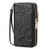 GOIACII Women's Wallet Large Capacity RFID Blocking Double Zip Ladies Purse, Leather Purses for Women with Wristlet