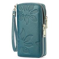 GOIACII Women's Wallet Large Capacity RFID Blocking Double Zip Ladies Purse, Leather Purses for Women with Wristlet