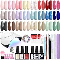 Gel Nail Polish Set with Lamp Starter Kit, Phoenixy 24 Colours Gel Nail Polish Set 8ml Gel Nail Polish Base and Top Coat Gel Nail Kit Gift for Women