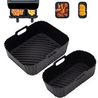 2Pcs Silicone Air Fryer Liners for Tefal Easy Fry 5.2L/3.1L, Dual Drawer Air Fryer Accessories Airfryer Liners for Lakeland 5L/3L, Salter 5.5L/3.5L,Tower T17099 5.2L/3.3L