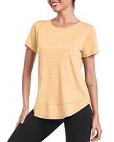 Deaviya Women's Sports T-Shirt Gym Tops, Short Sleeve Workout Casual Running Tops, Ladies Gym Yoga Sports Top, Crew Neck Fitness T-Shirts for Women, Loose Side Split Tee