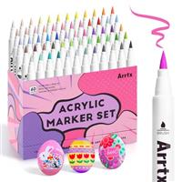 Arrtx Acrylic Marker Pen, Water Based Brush Tip Paint Markers for Stone, Glass, Easter Egg and Fabric Painting-Arts and Crafts for Adults