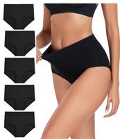 wirarpa Underwear Women High Waist Cotton Knickers Ladies Panties Full Coverage Briefs Underpants Plus Size Multipack