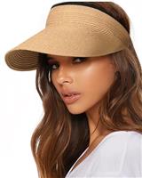 FURTALK Sun Straw Visor for Women Summer Packable Ponytail Beach UPF 80+ Sun Hats for Travel