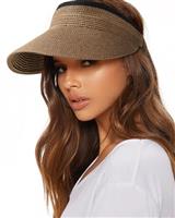 FURTALK Sun Straw Visor for Women Summer Packable Ponytail Beach UPF 80+ Sun Hats for Travel