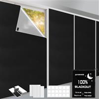 100% Blackout Blind Stick on, Portable Blackout Shades Curtain for Window, No Drill Film for Bedroom, Cut to Any Size, Nursery Black Out Blinds for Baby Travel Temporary