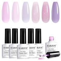RARJSM Nude Gel Polish Set Pale Pink Milky Jelly Shimmer Holographic Glitter Iridescent Gel Nail Polish 7.5ml 6 Pcs Translucent Natural Soak off UV LED Cured